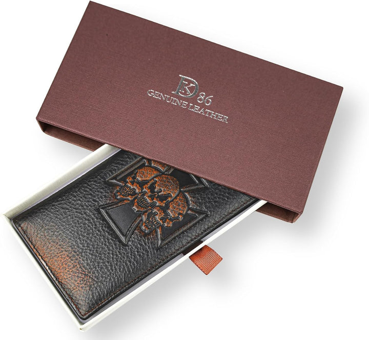 DK86 Carteras largas de ciervo para hombre | Cuero de grano complet...