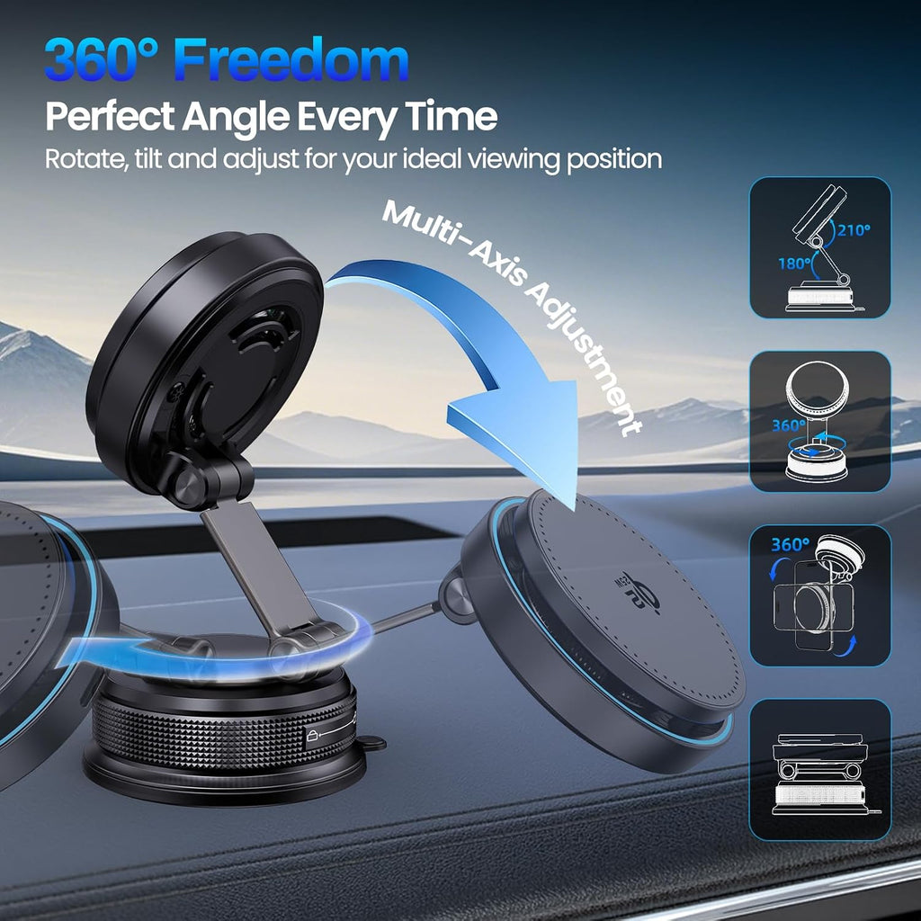 Cargador de montaje para coche MagSafe - Qi2.2 Cargador inalámbrico rápido