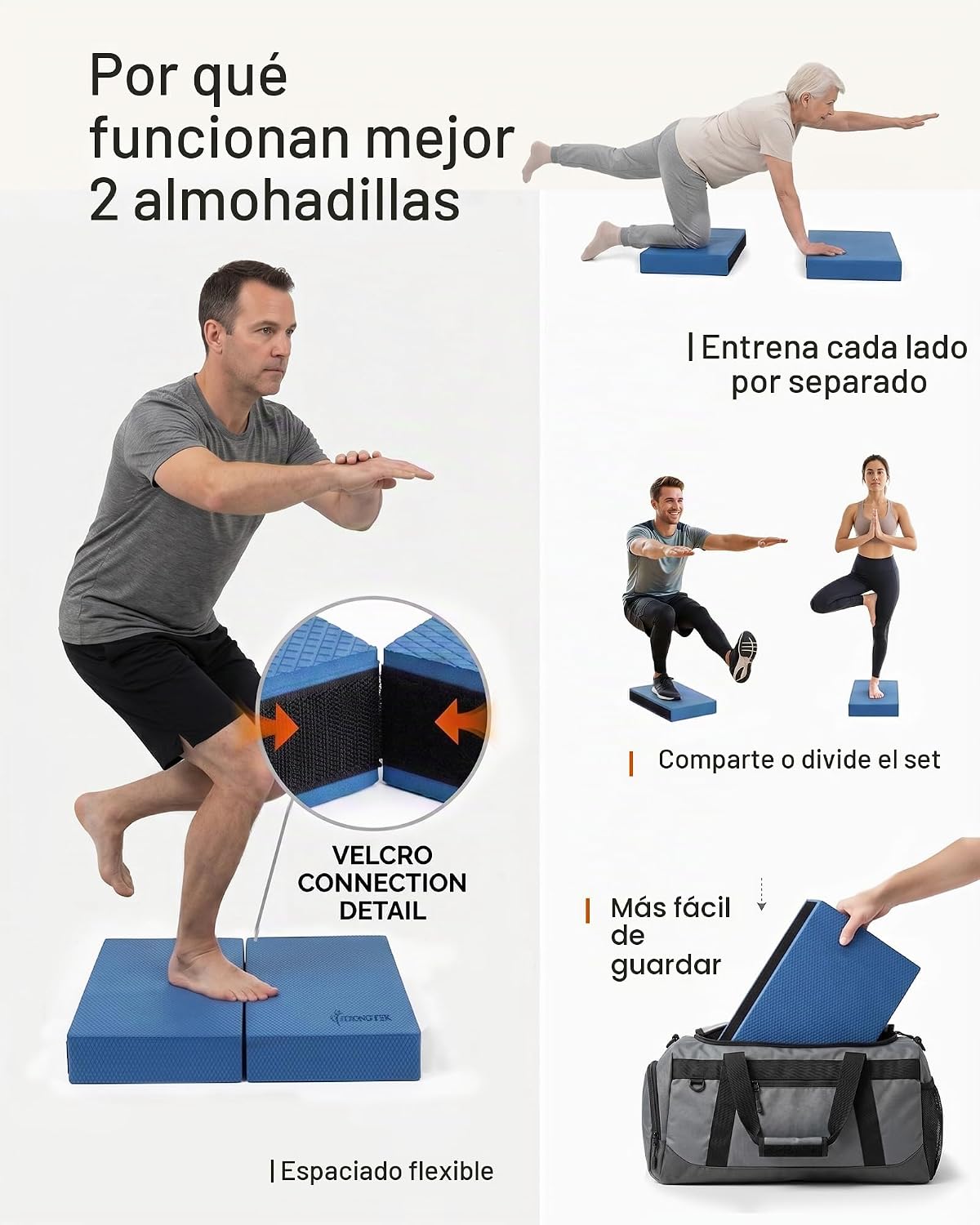 StrongTek 2-en-1 Almohadilla de Equilibrio de Espuma y Rodillera, tallas de 15,8 o 19 pulg.