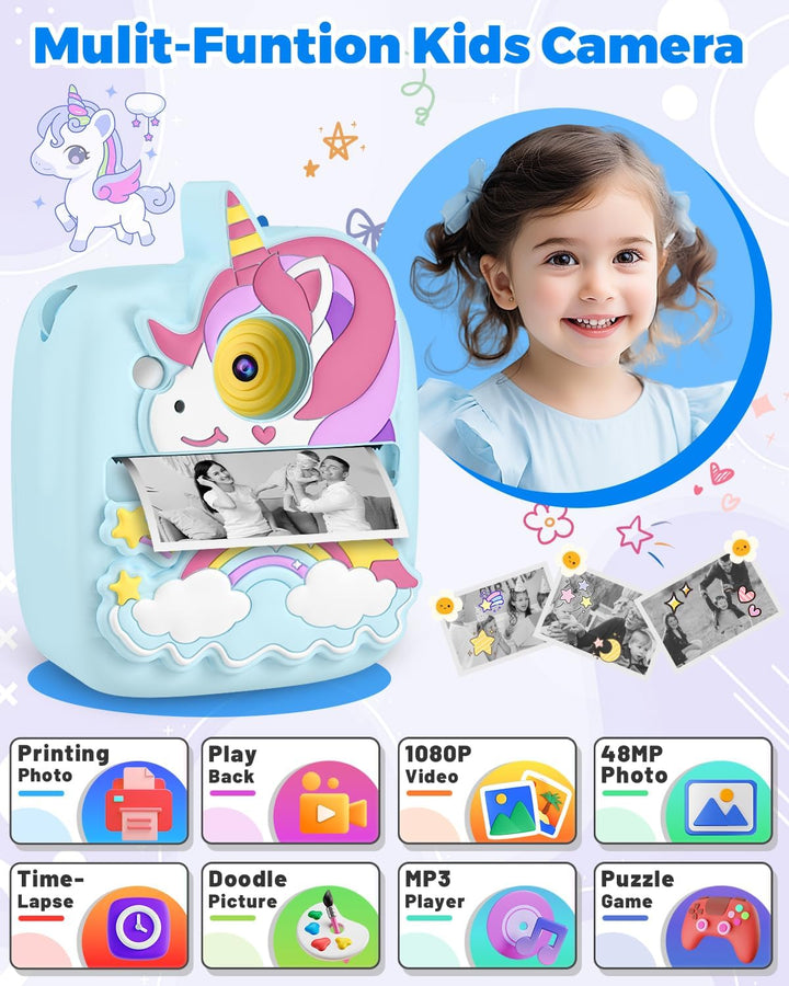 Cámara para Niños Impresión Instantánea, Regalos de Navidad y Cumpl...