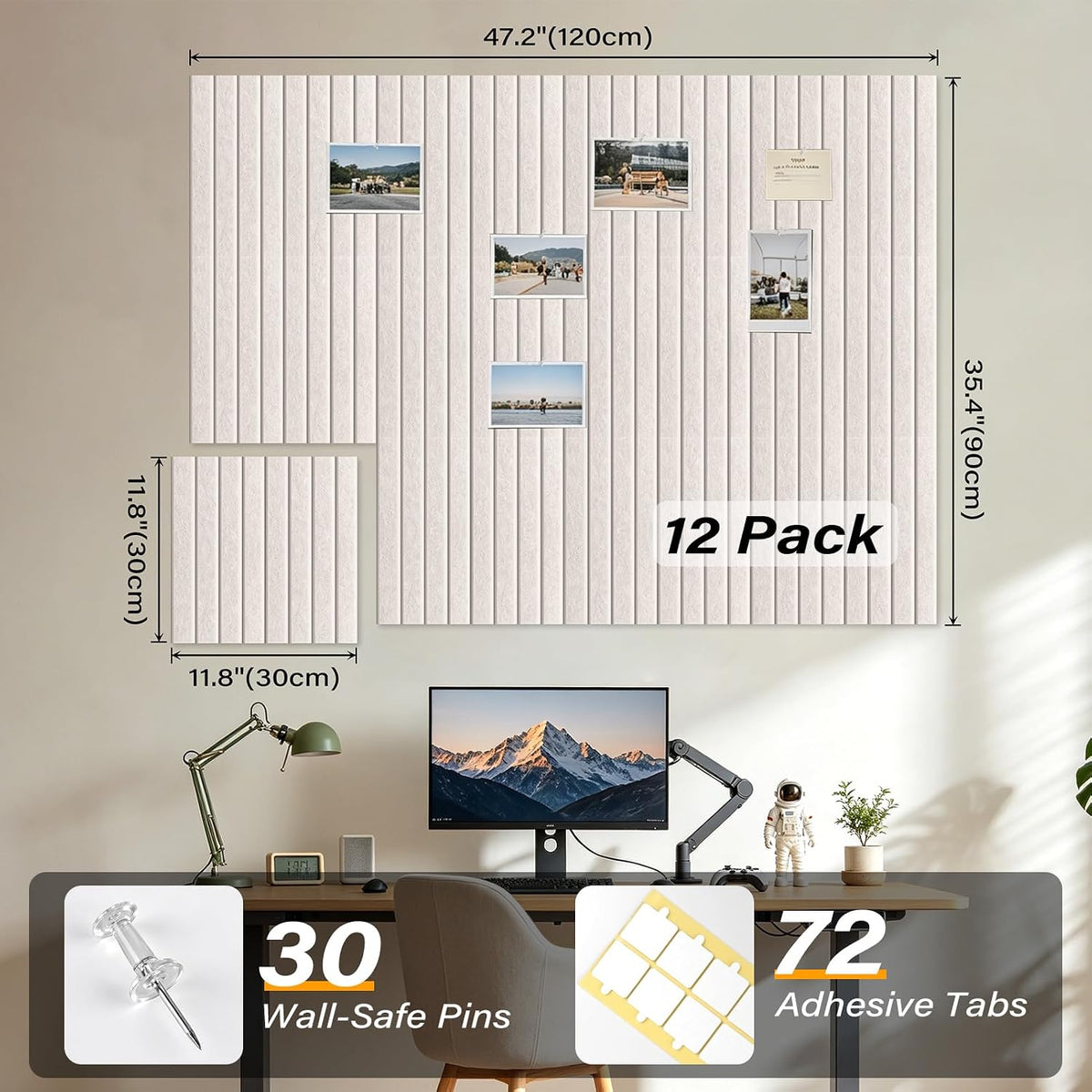 Tablón de anuncios de fieltro, 47.2 x 35.4 pulgadas, paquete de 12 tableros