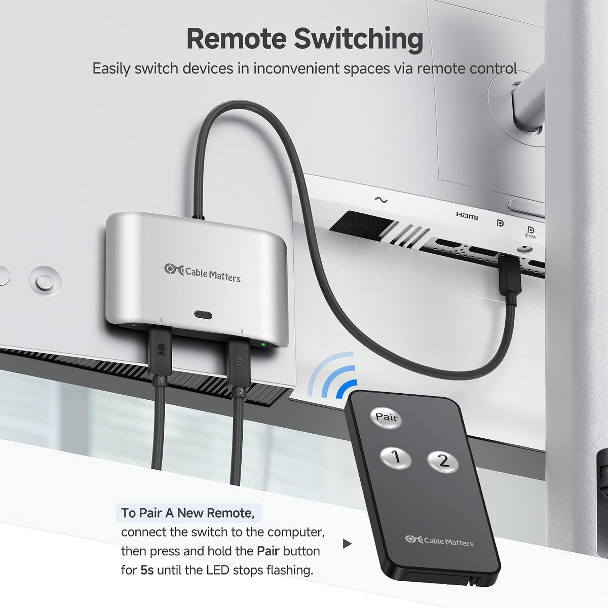 Cable Matters conmutador USB C KVM de 20Gbps para 2 computadoras, 140W PD Carga