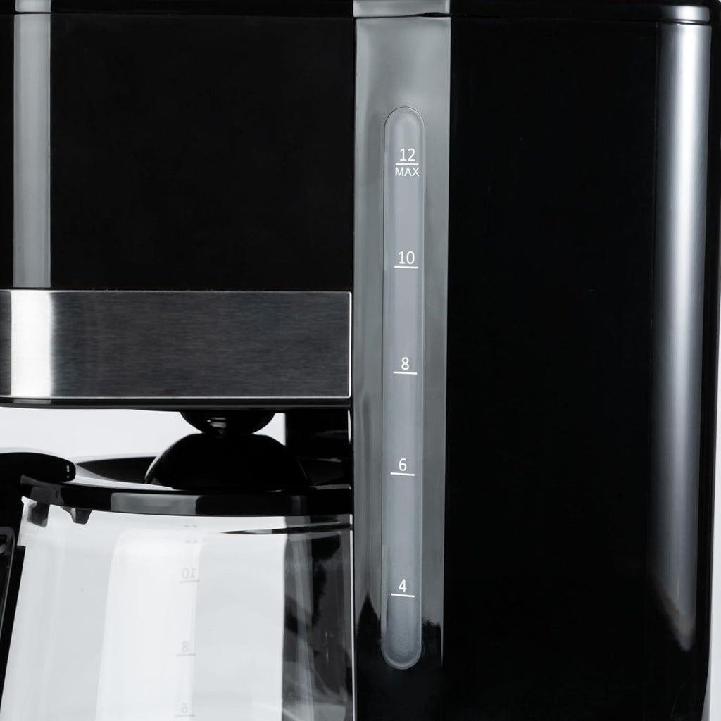 Amazon Basics Cafetera programable de goteo de 12 tazas con cafetera de vidrio (1.9 cuartos de galón), apagado automático, pantalla táctil, pausa automática, cesta de filtro extraíble