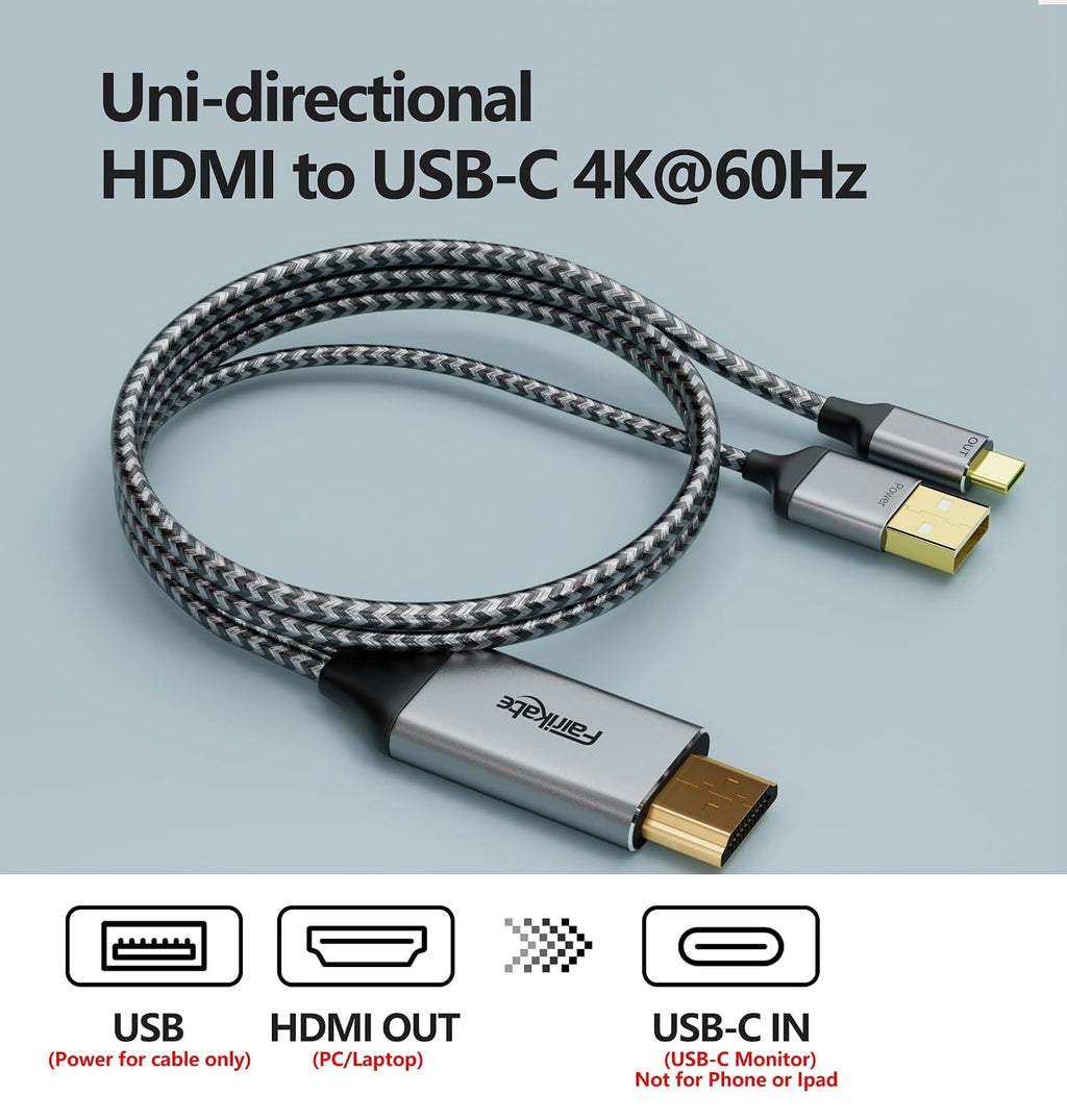 Cable adaptador HDMI a USB-C de 6.6 pies 4K60Hz para gafas y pantallas AR