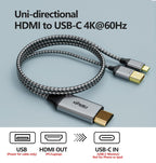 Cable adaptador HDMI a USB-C de 6.6 pies 4K60Hz para gafas y pantallas AR