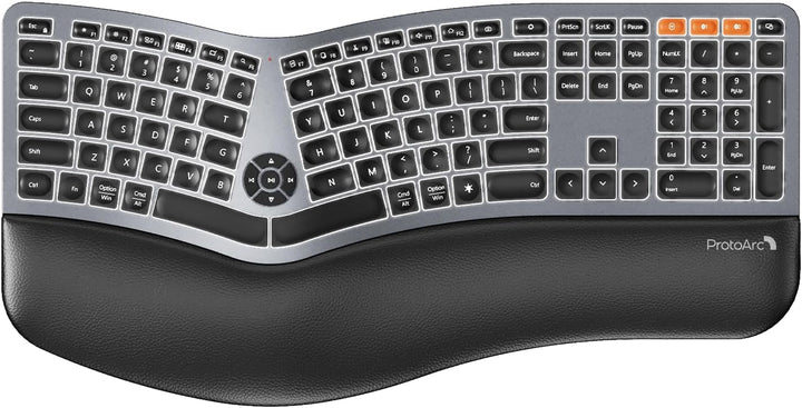 ProtoArc EK01 Plus - Teclado ergonómico Bluetooth retroiluminado, t...