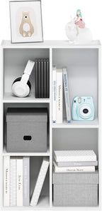 Furinno LUDER - Estantería de 5 cubos, estantería reversible, 9.4 x 19.5 x 31.5 pulgadas, fácil montaje, para sala de estar, dormitorio, oficina en casa, color blanco