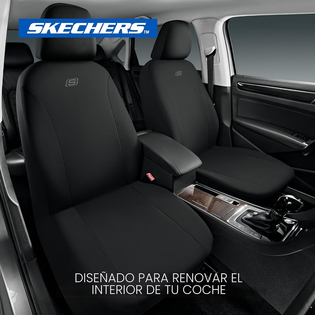 Skechers Fundas para Asientos, Fundas de Asiento de Poliéster Transpirable Premium, Fundas para Asientos de Coche Compatibles con Bolsas de Aire, Comodidad Automotriz para la Mayoría de Coches