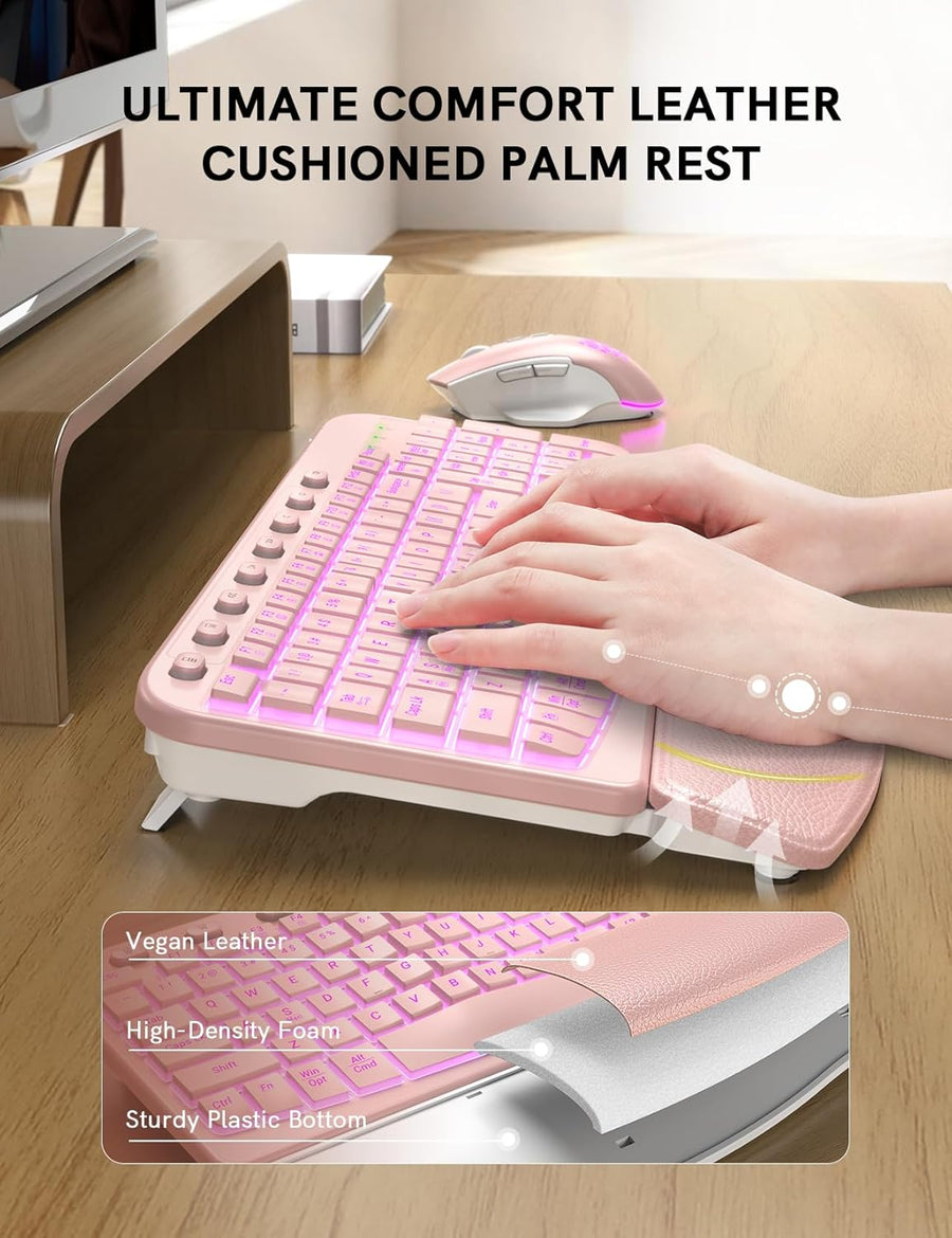 SABLUTE Combo ergonómico de teclado y mouse inalámbricos, teclado W...