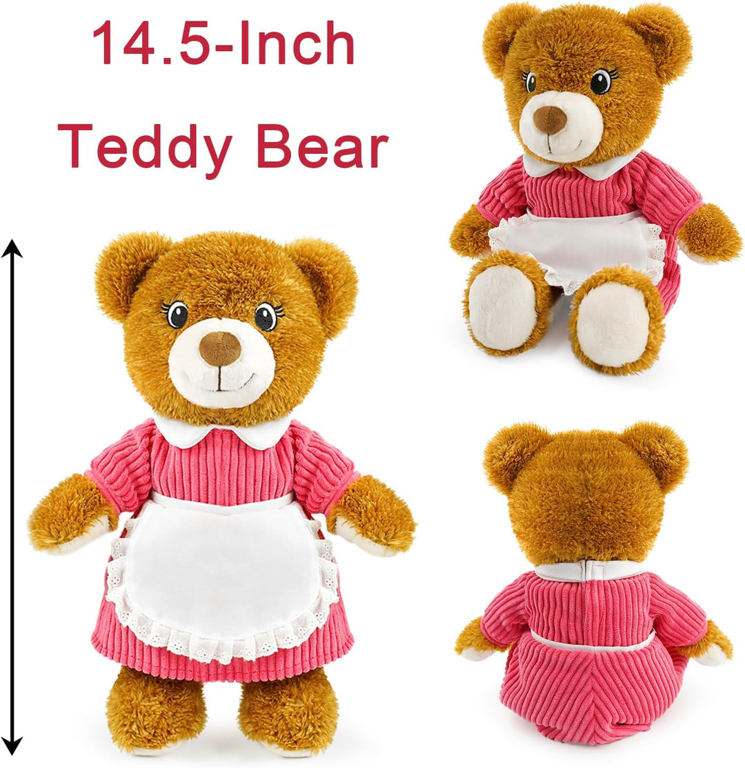 JUSTQUNSEEN Bonito oso de peluche de 14.5 pulgadas para mujeres con...