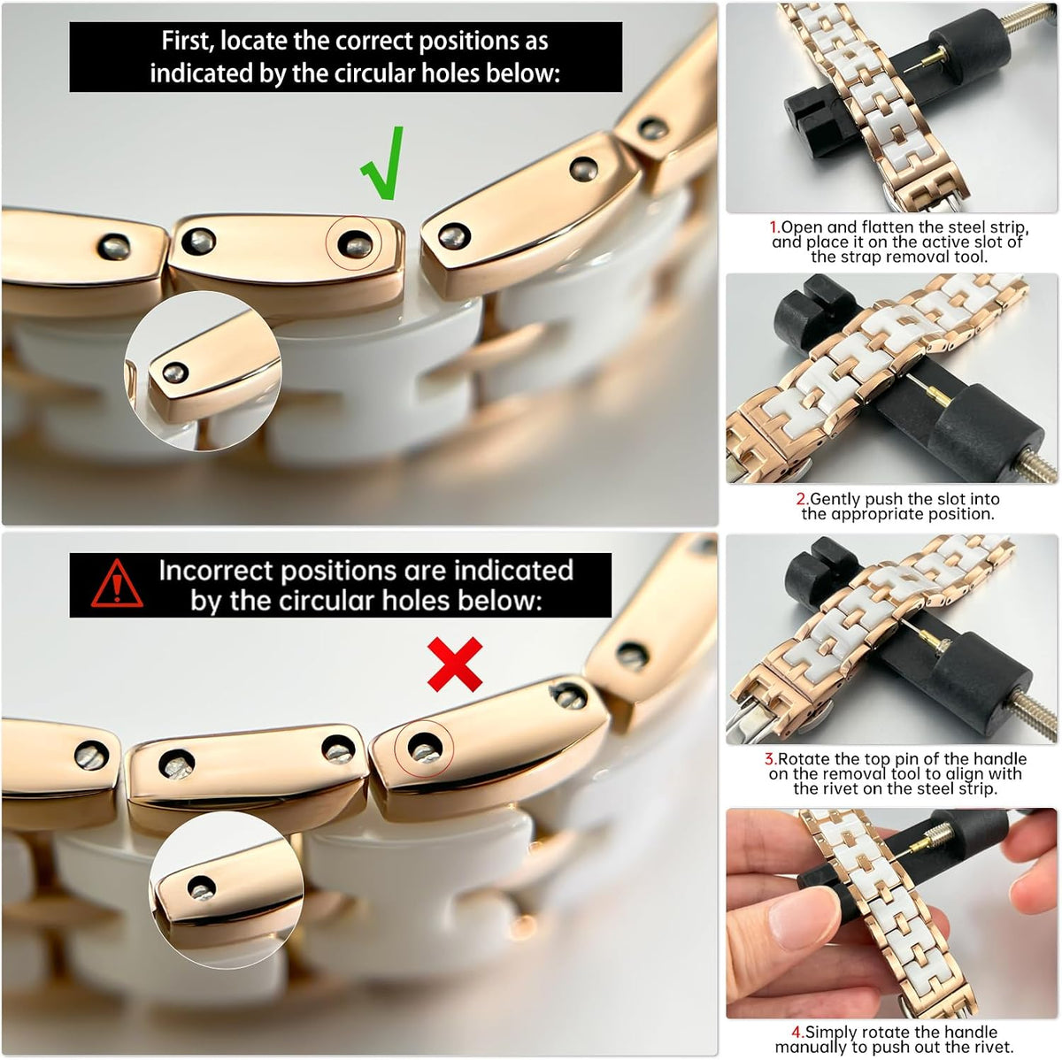 OLEVS Relojes de cerámica de lujo para mujer, reloj de oro rosa con diamantes brillantes para mujer, resistente al agua, analógico, de cuarzo, relojes para mujer