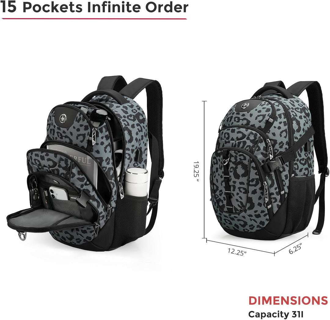 Swissdigital Mochila para laptop con puerto de carga USB, mochila d...