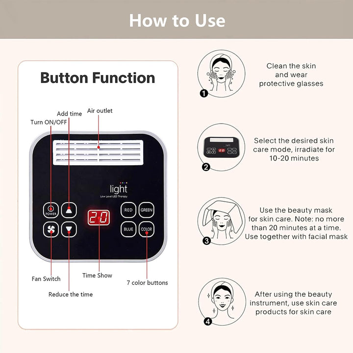 Led-Face-Tool, máscara facial de terapia de luz LED, equipo de bell...