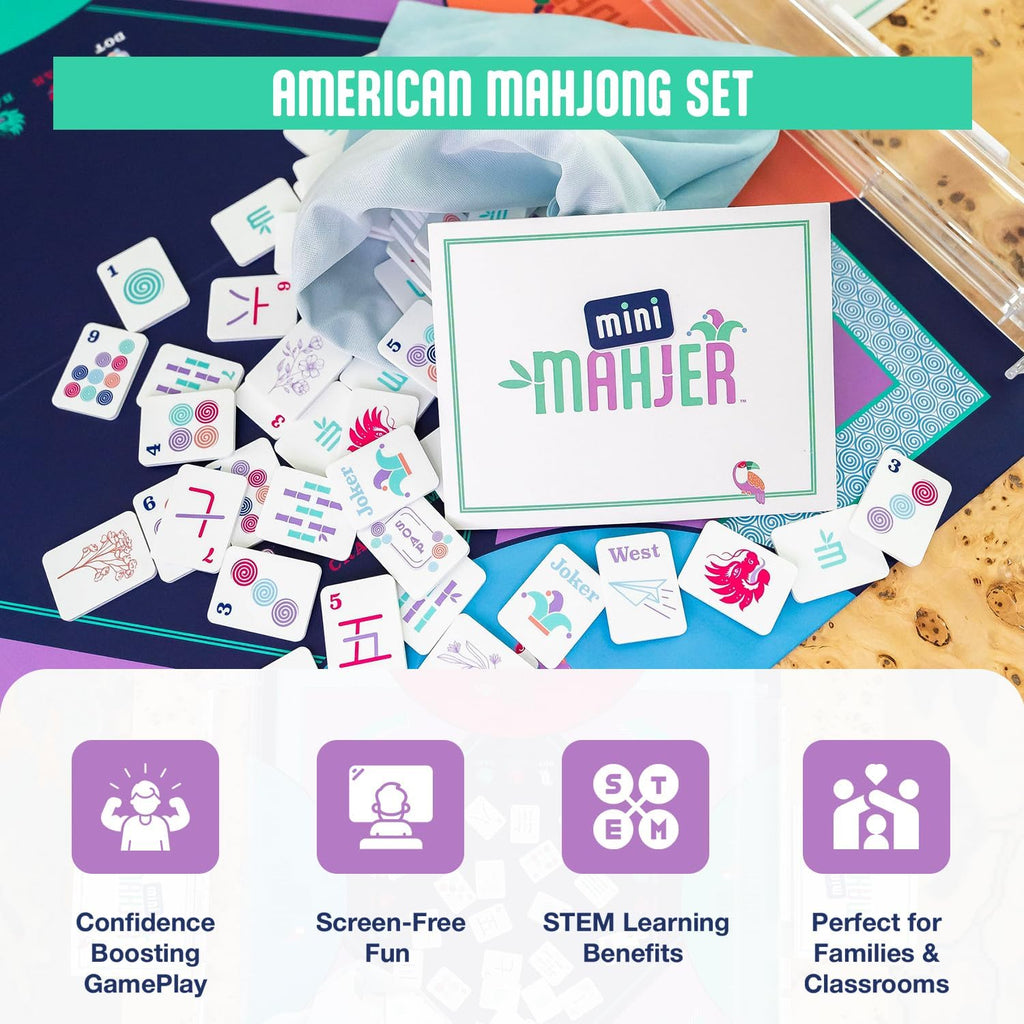 Mini Mahjer Juego de Mahjong americano para principiantes, niños y familias