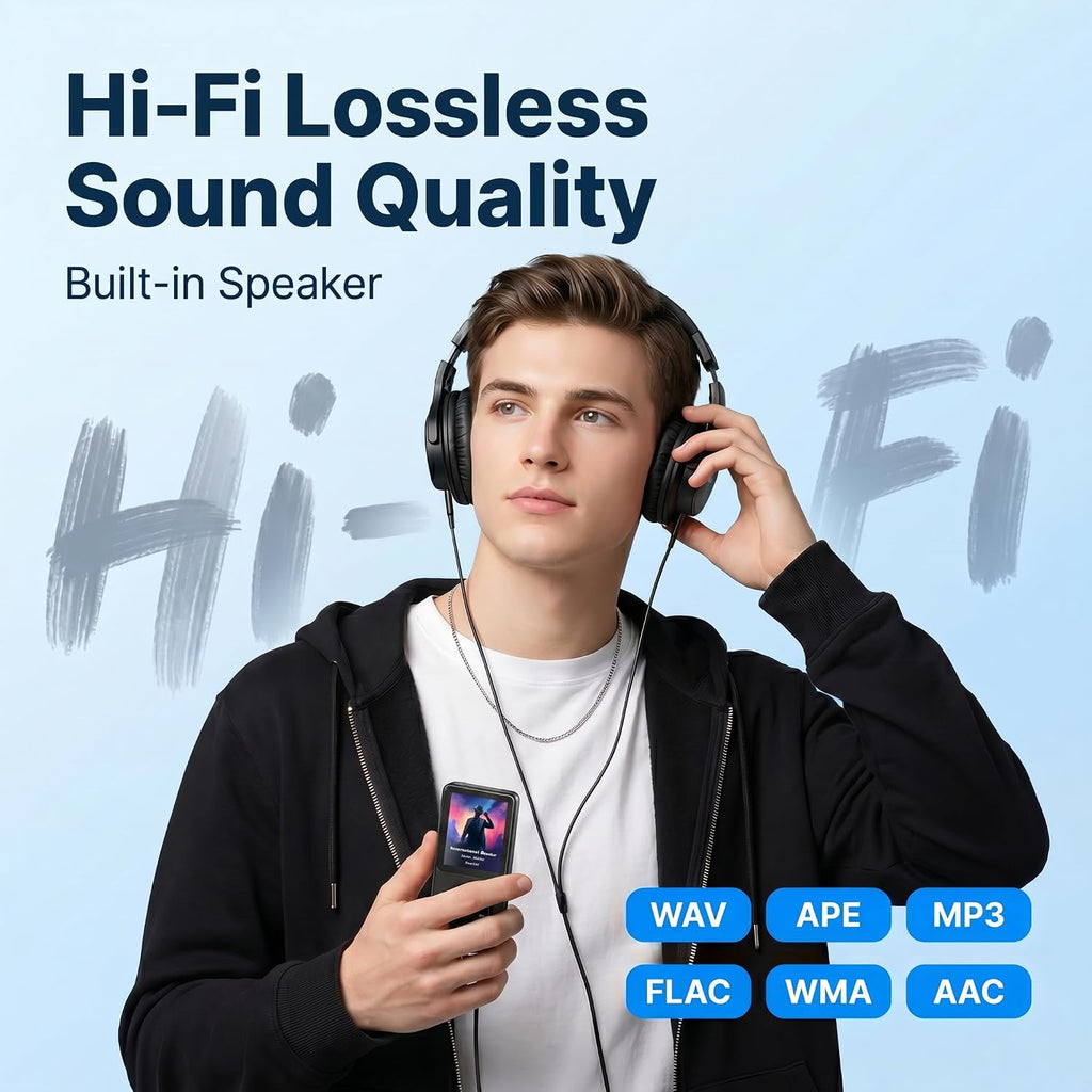 Reproductor MP3 de 128 GB con auriculares Bluetooth 5.3 incluidos