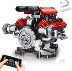 V8 Kit de modelo de motor que funciona – Juego de bloques de construcción de motor visibles de 8 cilindros con motor, luz LED y control de aplicación – Construye tu propio kit de ingeniería, proyecto STEM para adultos y niños (660 piezas)