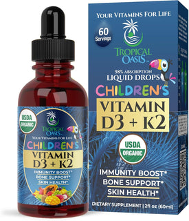 Gotas líquidas USDA orgánicas de vitamina D3 K2 | Suplemento de vit...