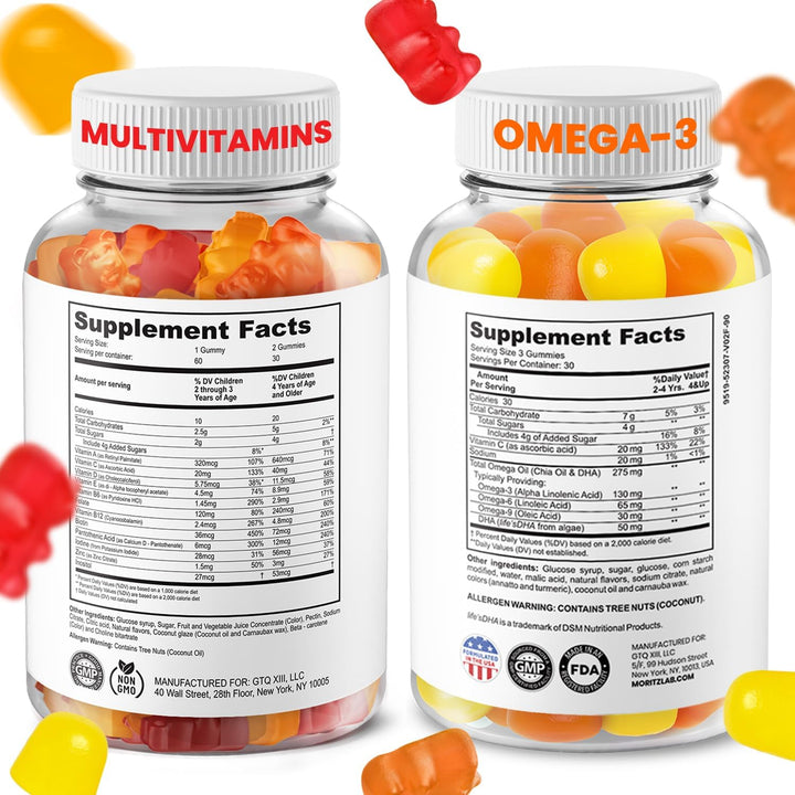 DR. MORITZ Gomitas Omega 3 (90 unidades) y paquete de gomitas multi...