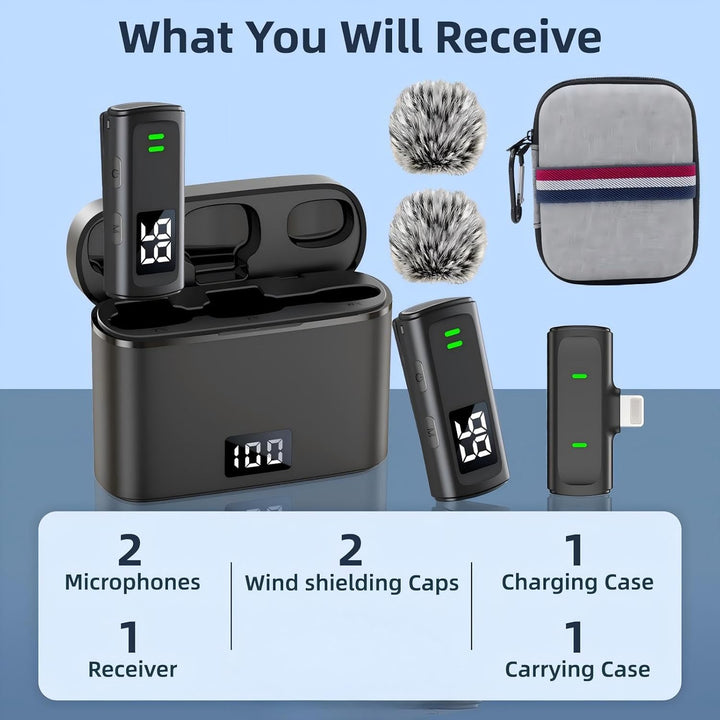 TXTUNE Micrófono Lavalier Inalámbrico para iPhone 14\/13\/12\/11, M...
