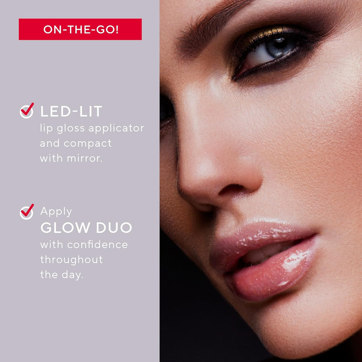 Mirabella Glow Duo - Juego de regalo de brillo labial con luz LED y...