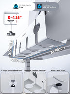 No Drill Under Desk Cable Management Tray, 17'' Wire Management, Punch-Free Clamp en, metal Cable Tray, Wire Organizer Under Desk, Under Dessk Basket para Office y Home, blanco
