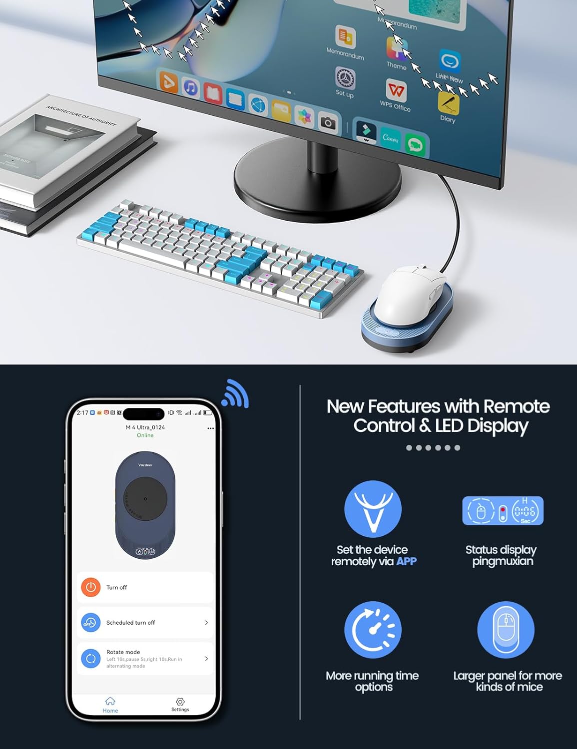 Vaydeer M4 Utra Mouse Mover con aplicación, dispositivo Jiggler de...