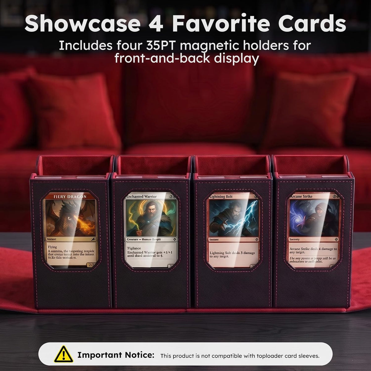 MTG Commander - Caja de almacenamiento de 4 tarjetas con asa