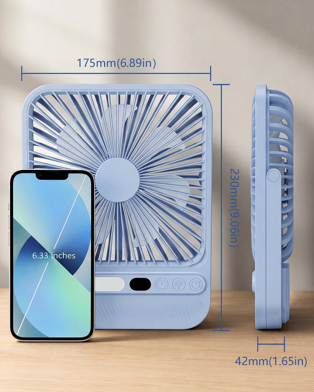 BIVBTP Ventilador de viaje portátil ultrafino de 8000 mAh con tempo...