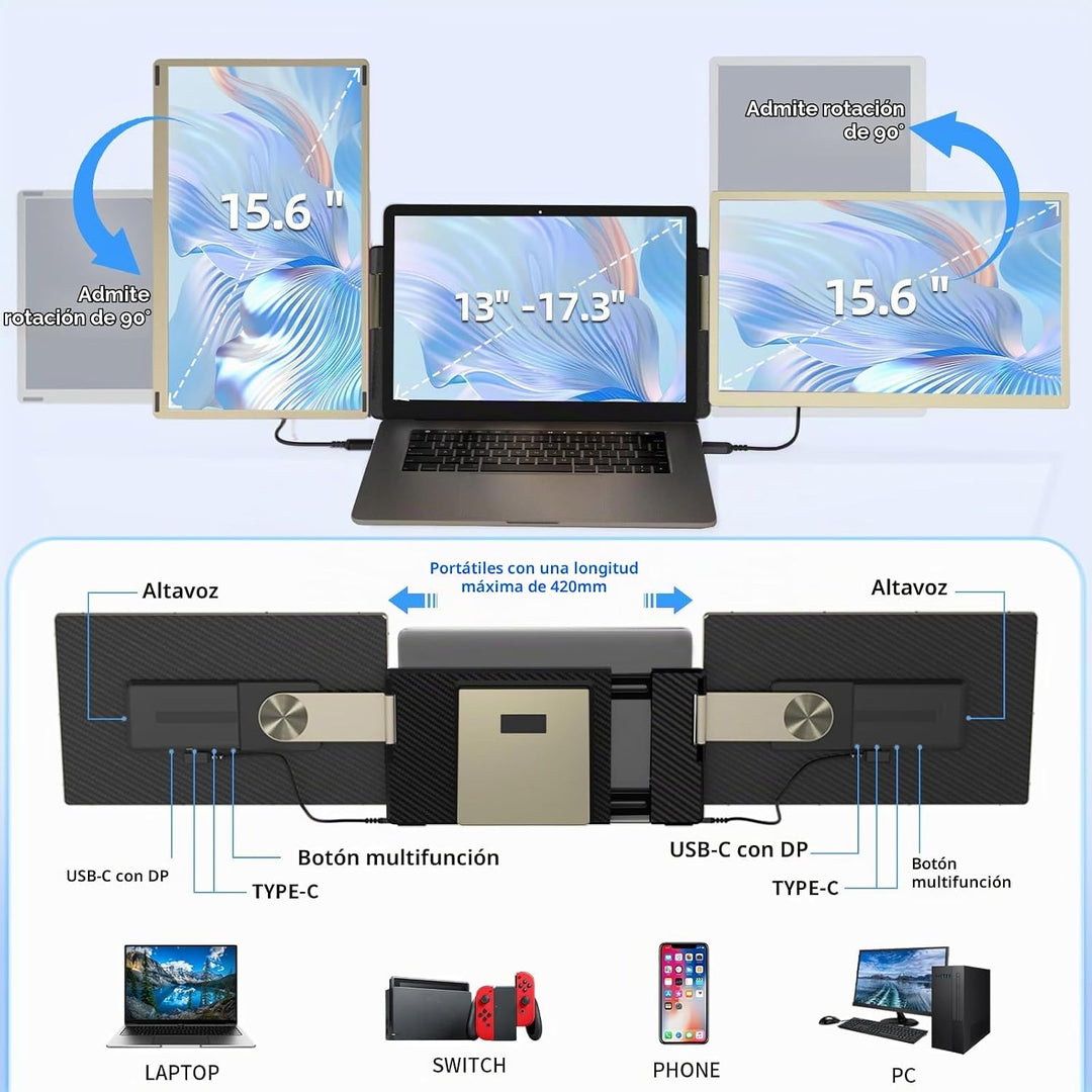 DZVW Extensor de pantalla para portátil de 15.6 pulgadas, extensor...