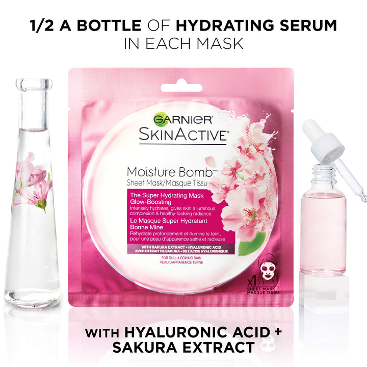 Garnier SkinActive - Máscara súper hidratante en láminas, que aumen...