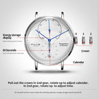 FEICE Reloj para Hombres Bauhaus Reloj Mecánico para Hombre Análogo Impermeable Automático Estilo Casual de Vestir con Espejo Convexo Correas de Cuero Fecha -FM202