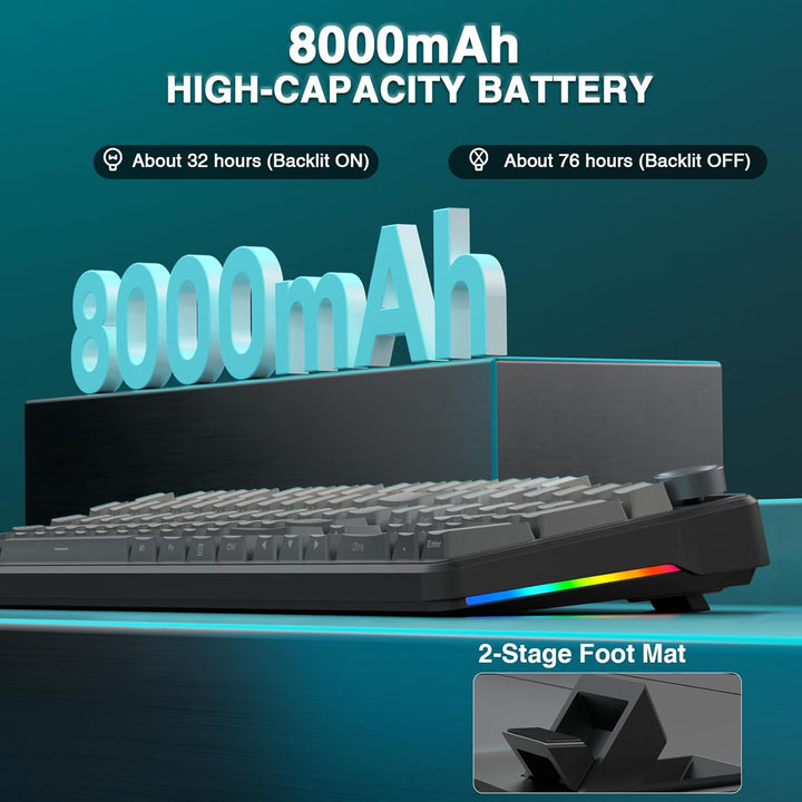 AULA F108 PRO - Teclado mecánico inalámbrico con pantalla y perilla...