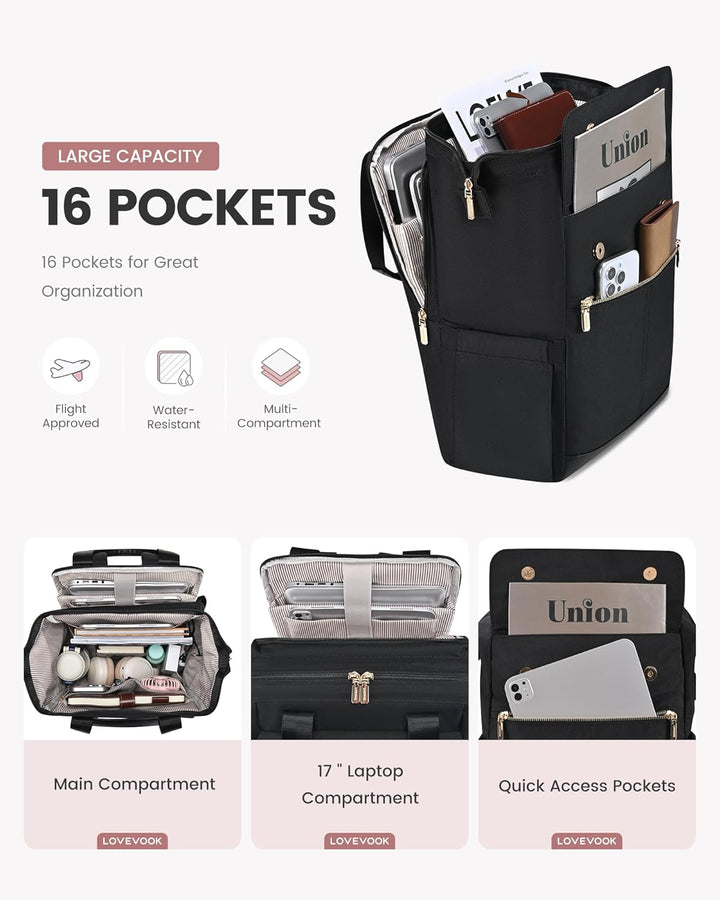LOVEVOOK Mochila para laptop para mujer, mochila de trabajo convert...