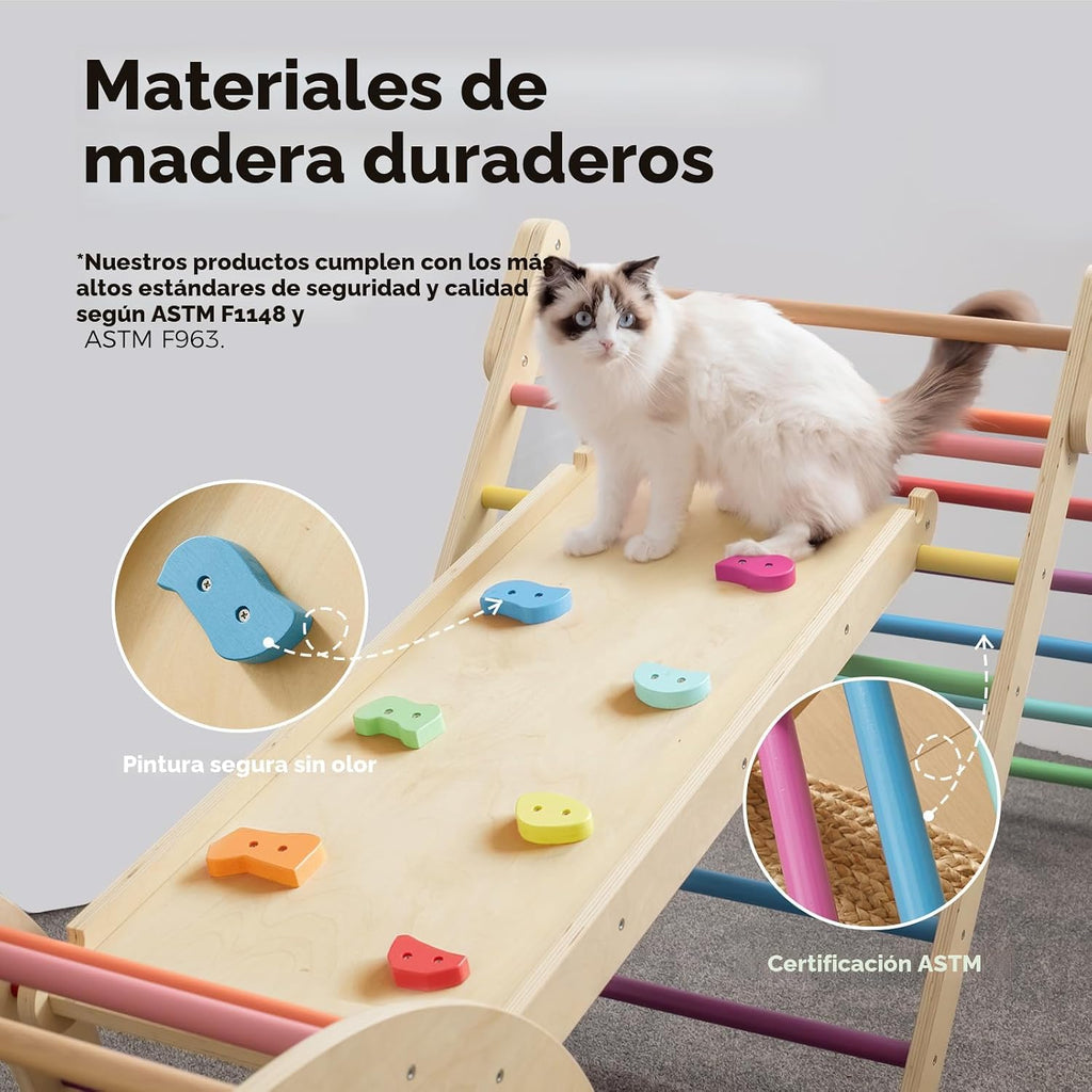 Tiny Land Pikler - Juego de triángulos plegables 7 en 1, juego de juguetes de escalada triangulares Pikler para niños, parque infantil interior de bebé, gimnasio de selva, juego de escalada Montessori