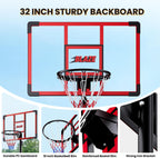 Anillo/Canasta Portátil de 32" para Baloncesto al Aire Libre, Altura Ajustable de 4.1–8.5 pies