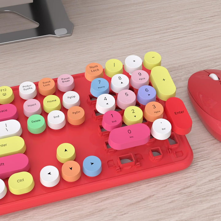 UBOTIE Teclado inalámbrico colorido para computadora y mouse óptico...