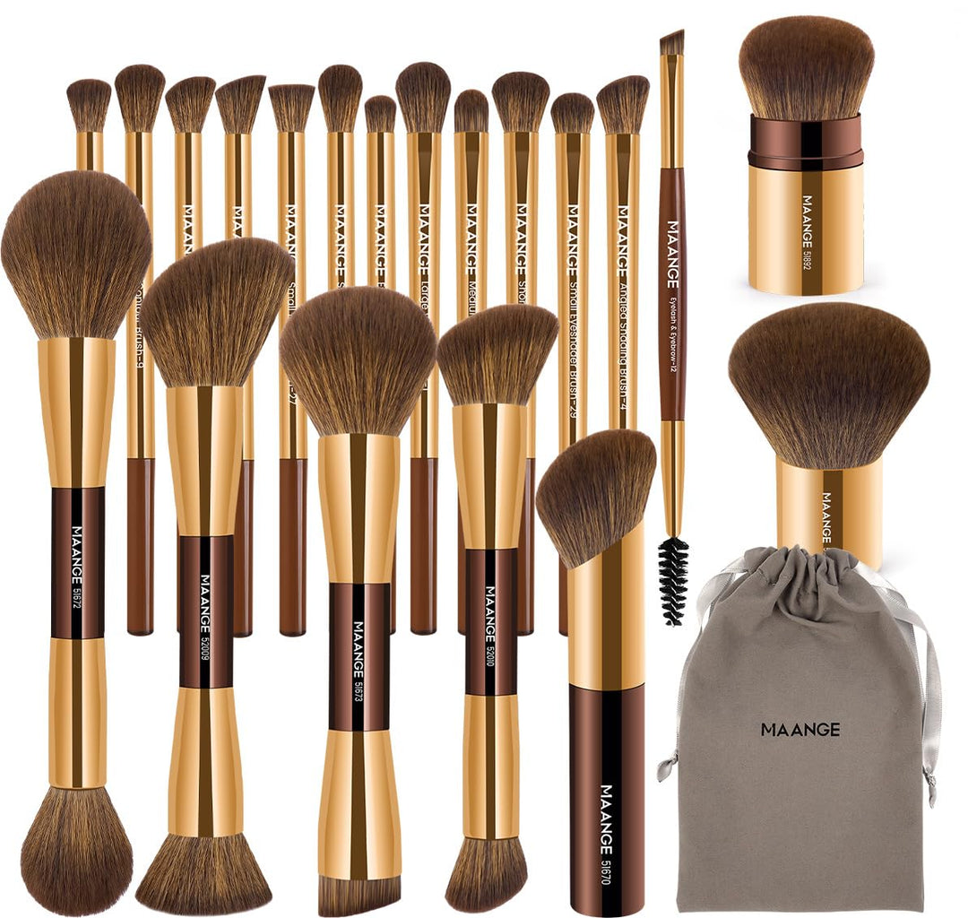 MAANGE Juego de 20 brochas de maquillaje de base, brocha de contorn...
