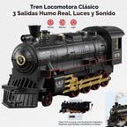 Juego de tren eléctrico a control remoto, locomotora de vapor, vagón de carga y pistas, juguetes de tren para niños con 3 humo, silbato y luces, regalo de cumpleaños de Navidad para niños y niñas de 3, 4, 5, 6, 7