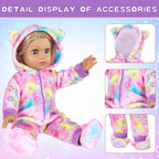Conjunto de ropa de muñeca americana de 18 pulgadas y accesorios para bolsa de dormir