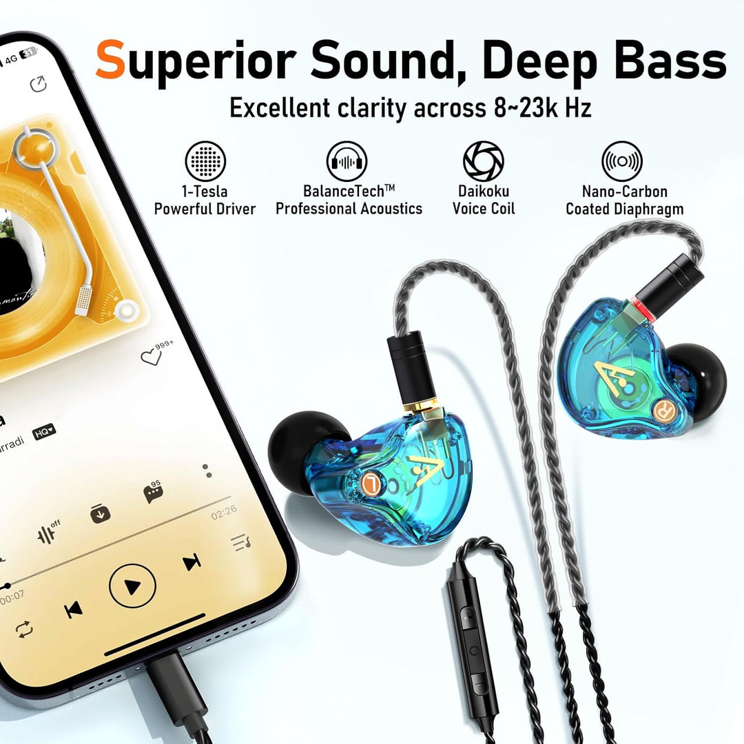 Vibes - Auriculares con cable de 6.8 fl oz, auriculares de alta fid...