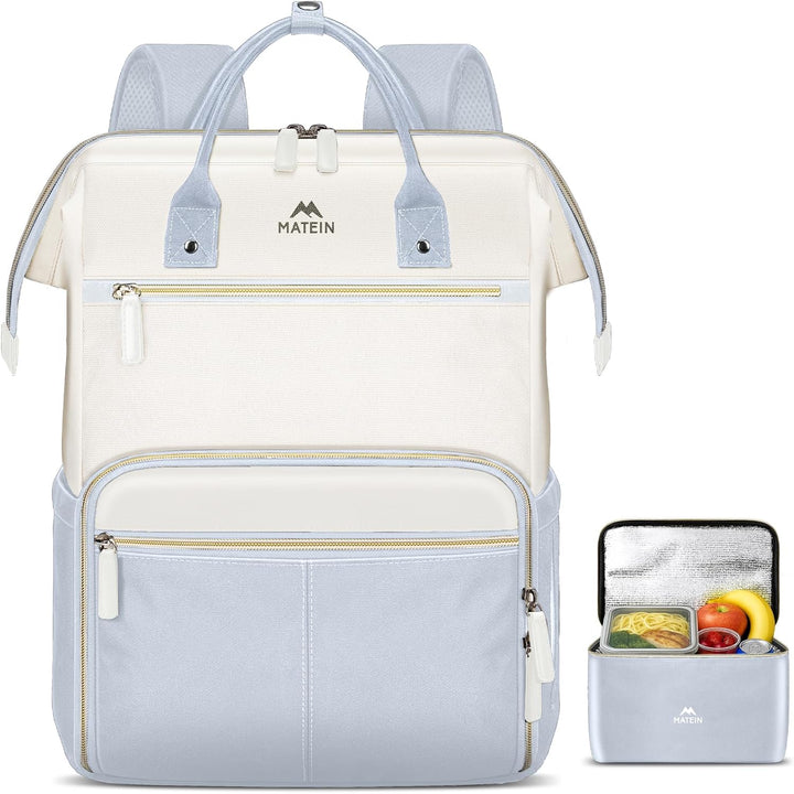 MATEIN Mochila para portátil con lonchera, mochila de almuerzo de 1...