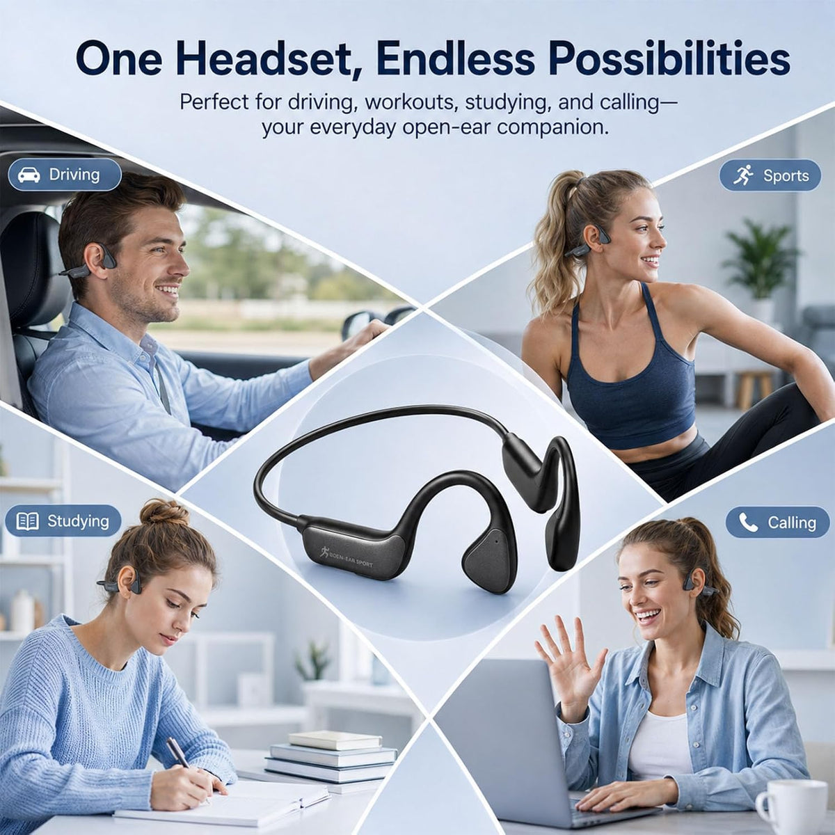 Auriculares de conducción ósea, auriculares abiertos de los