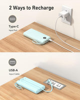 Cargador portátil VEEKTOMX de 20000 mAh con cables USB-C y iPhone i...