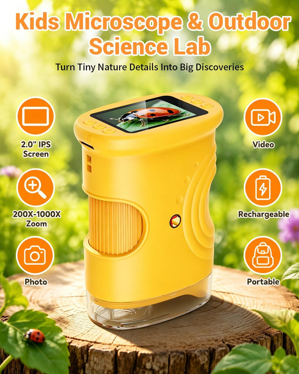 1000X Digital Handheld Microscope para Kids Portable Outdoor Toys & Gifts