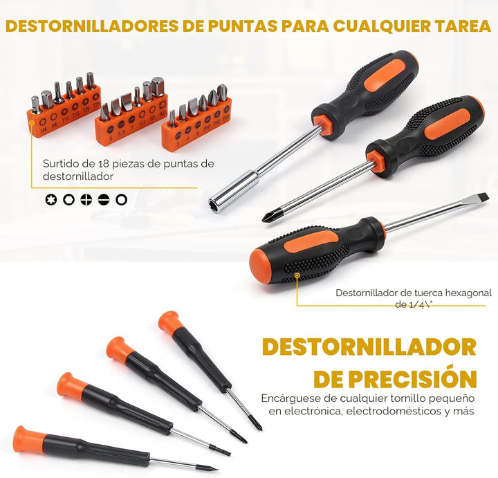 MarvTool Juego de herramientas de 140 piezas, caja de herramientas...