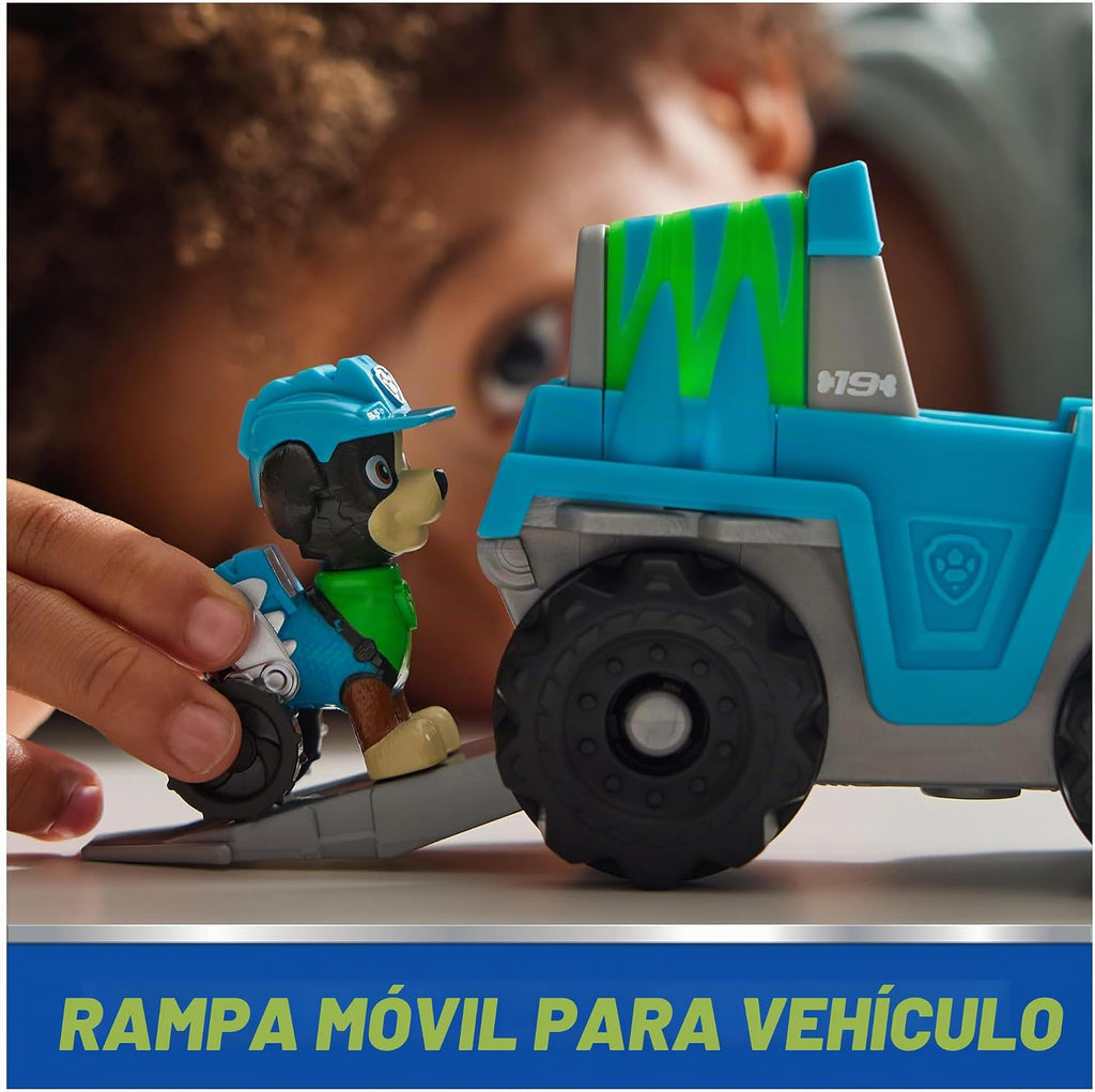 PAW Patrol, Vehículo de Rescate de Dinosaurios de Rex - Camión de Juguete con Figura de Acción Coleccionable, Juguetes para Niños y Niñas de 3 años en Adelante, Desarrollados con el Medio Ambiente en