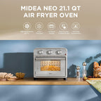 Freidora de aire Midea Neo - Combo de horno tostador, 21.1 cuartos de galón, acero