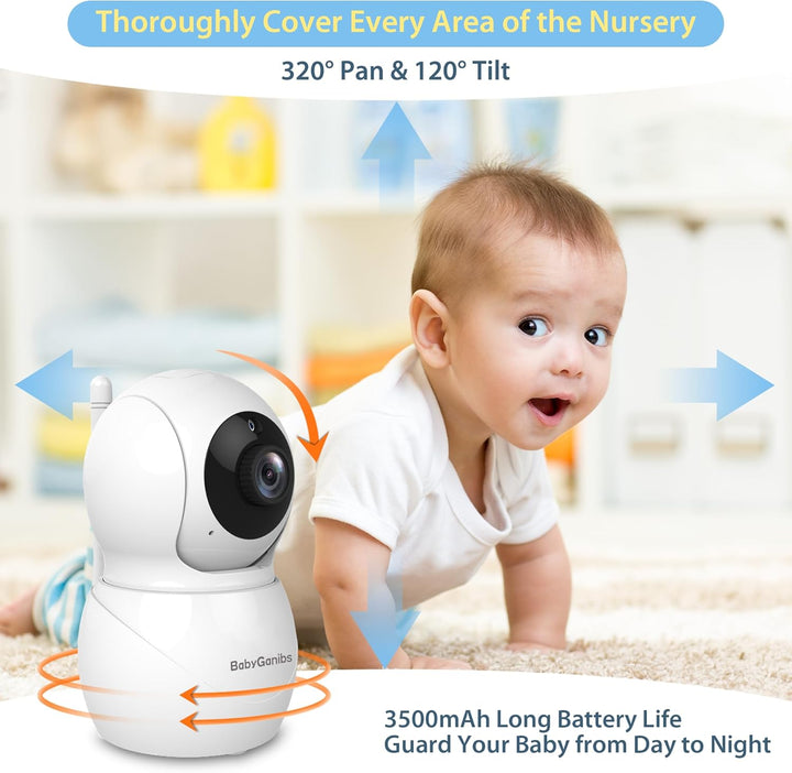 Baby Ganibs - Monitor de bebé con cámara y audio, monitor de vídeo...