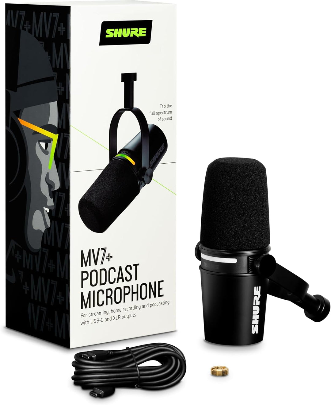 Shure MV7+ - Micrófono dinámico para podcasts, certificado OBS, aud...