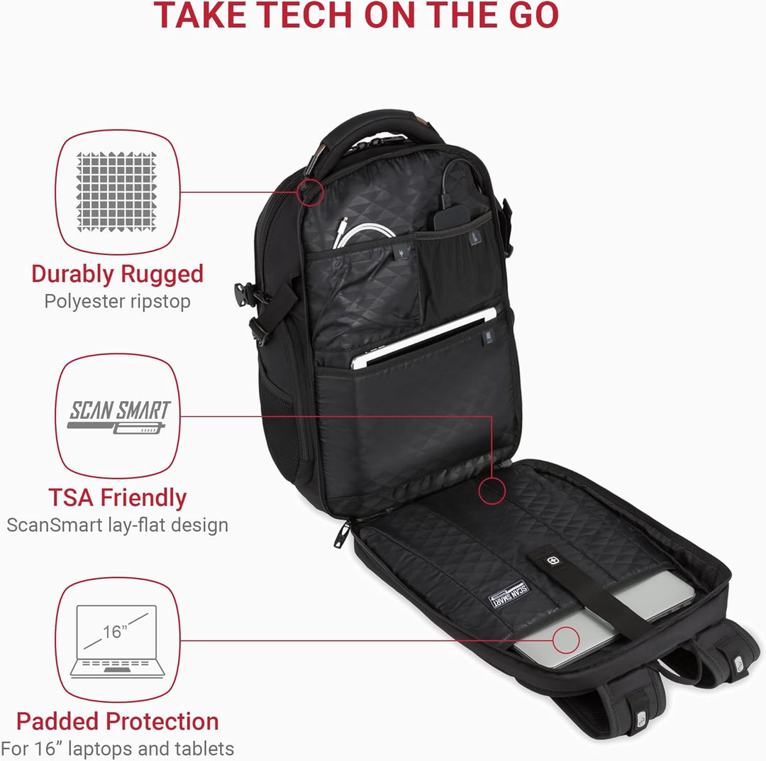 SwissGear 5358 USB ScanSmart Mochila para Portátil de 16", Negr...